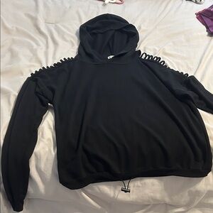 Forever 21 Black Long Sleeve Top with Unique Shoulder Design